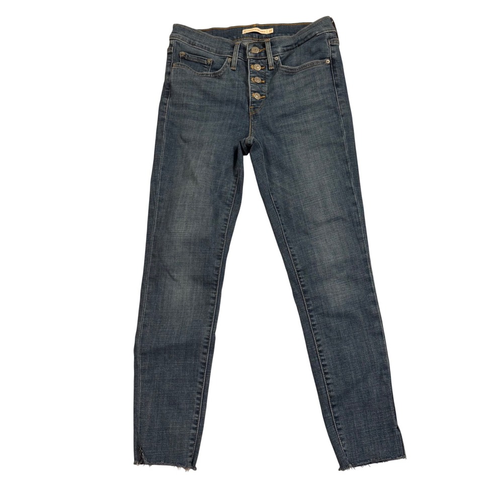 Levis 311 Shaping Skinny Ankle Jeans Womens 27 Medium Wash Button Fly Raw‎ Hem